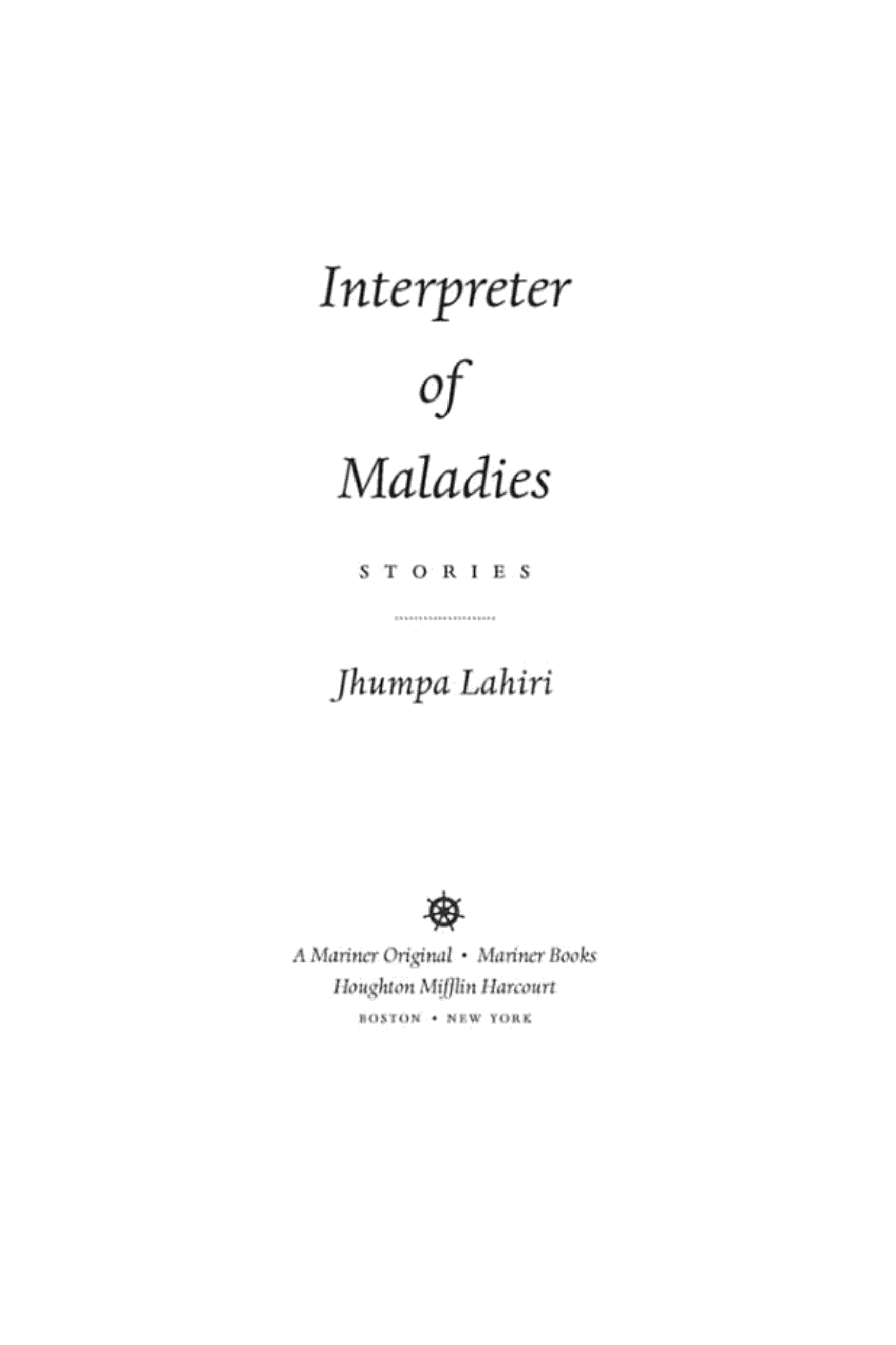Boekomslag van Interpreter of Maladies door Jhumpa Lahiri