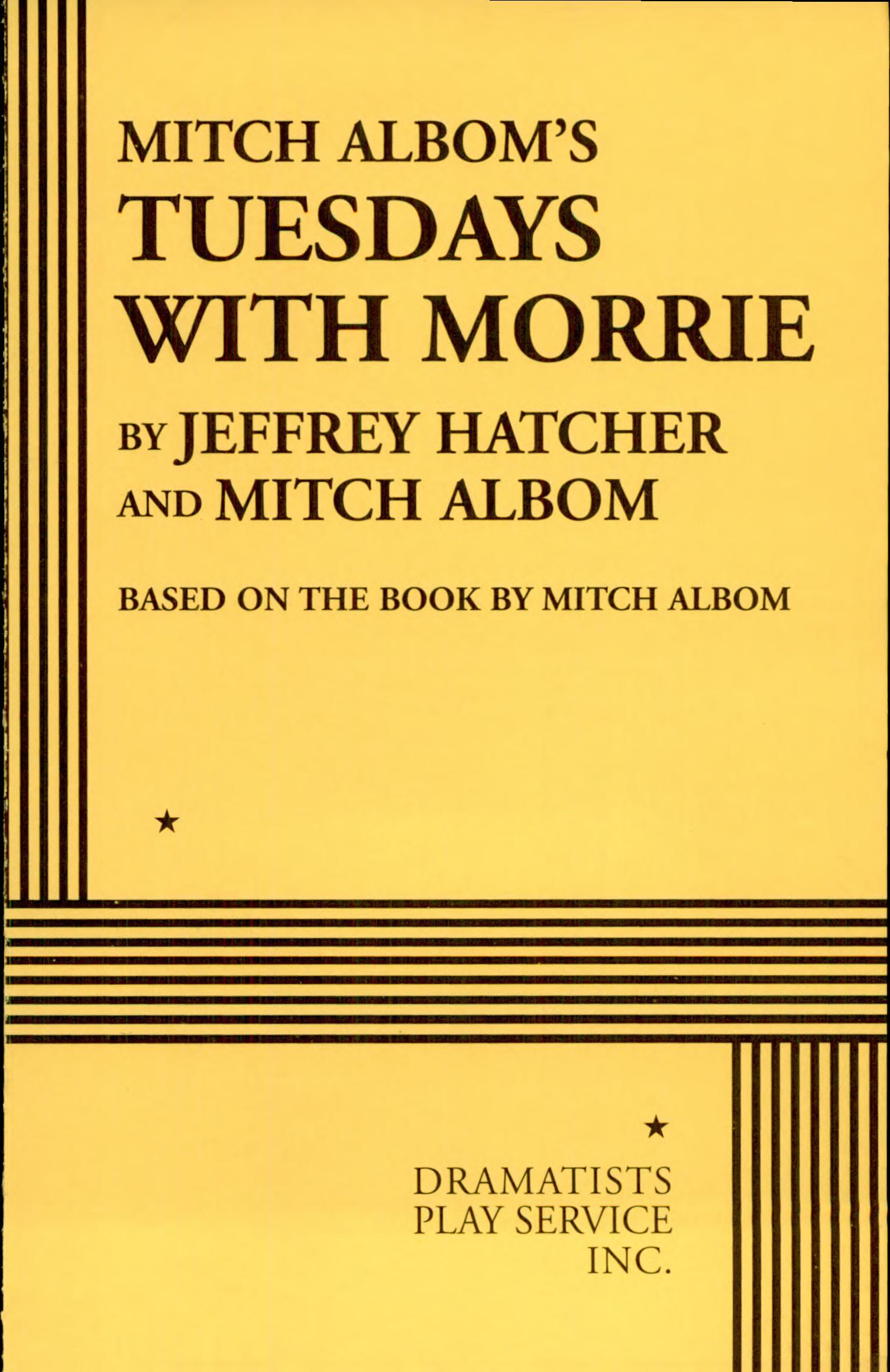 Boekomslag van Mitch Albom's Tuesdays with Morrie door Jeffrey Hatcher