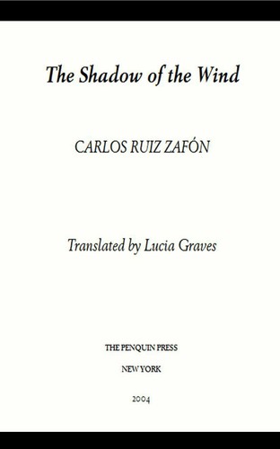 Boekomslag van The Shadow of the Wind door Carlos Ruiz Zafon