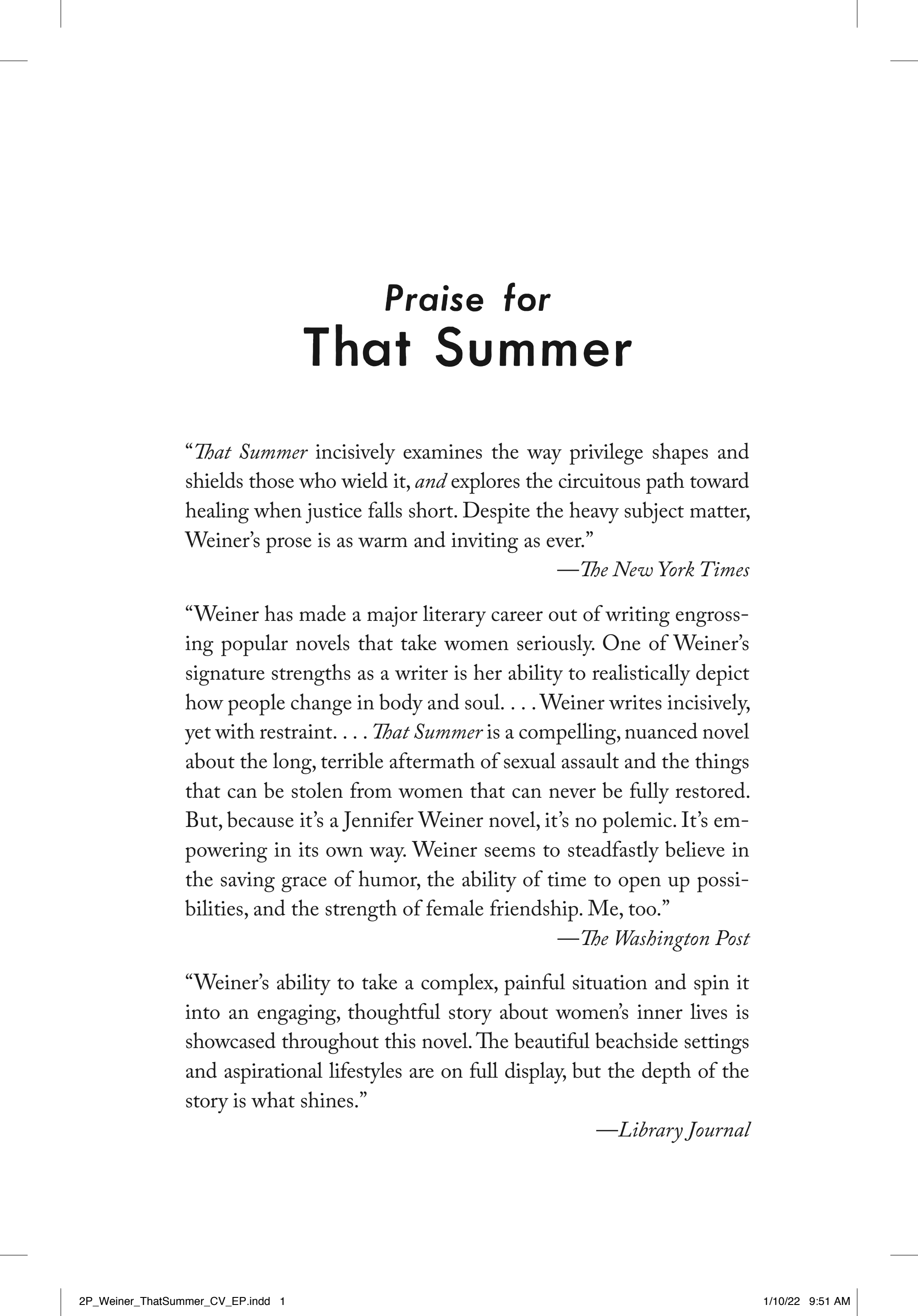 Boekomslag van That Summer door Jennifer Weiner