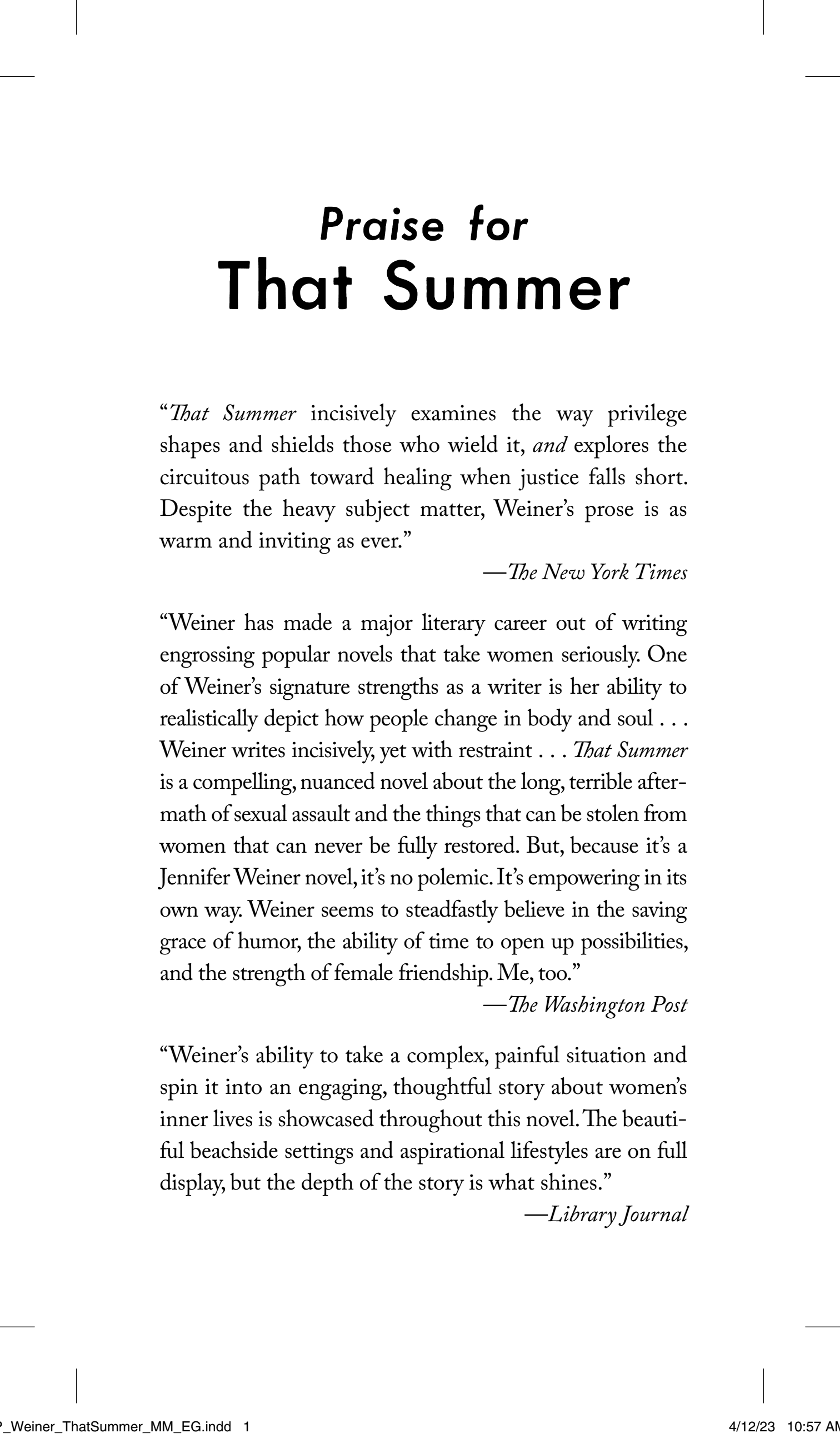 Boekomslag van That Summer door Jennifer Weiner
